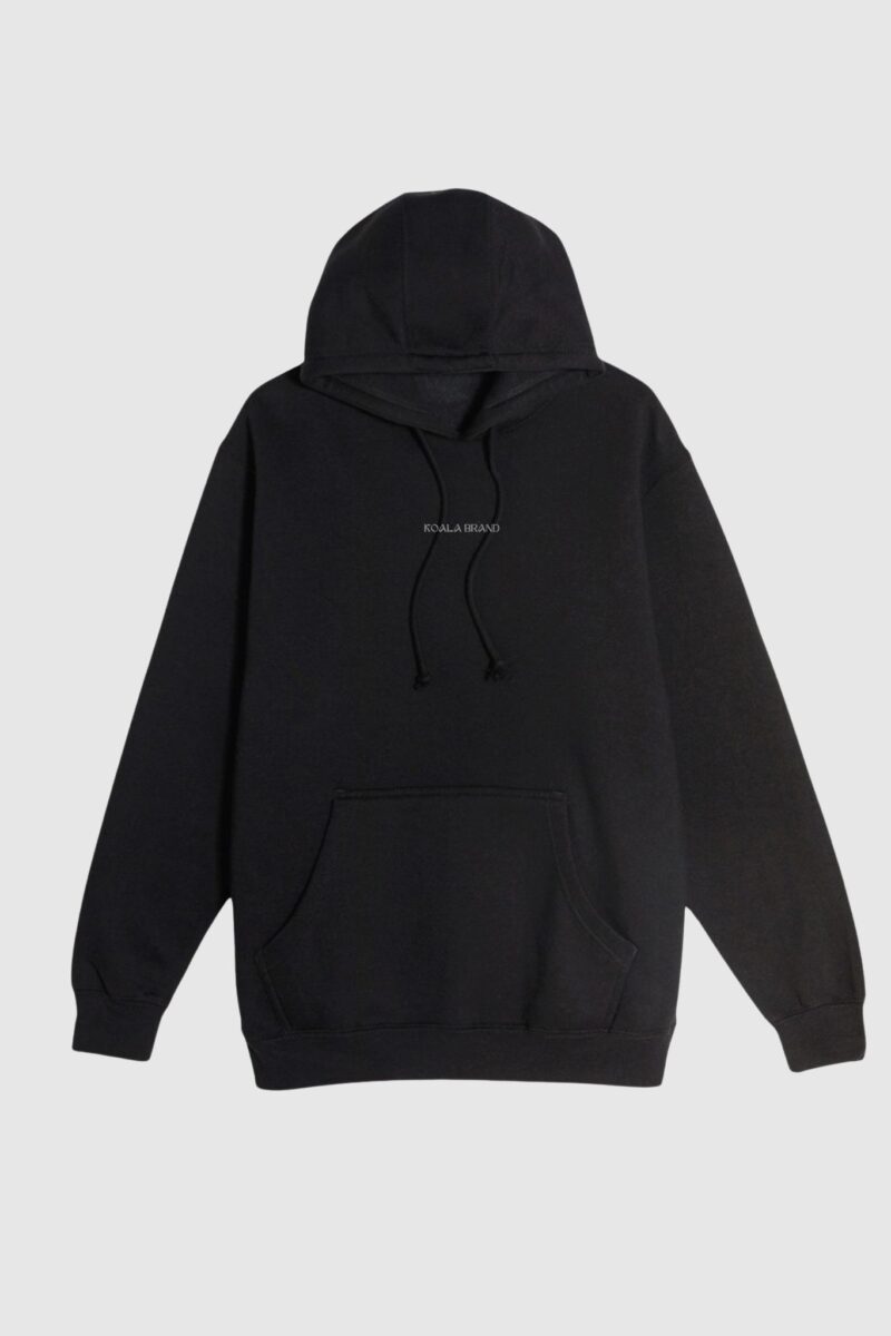 Hoodie Premium Negro Con Bordado Gris Koala