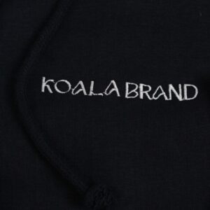 Hoodie Premium Negro Con Bordado Gris Koala